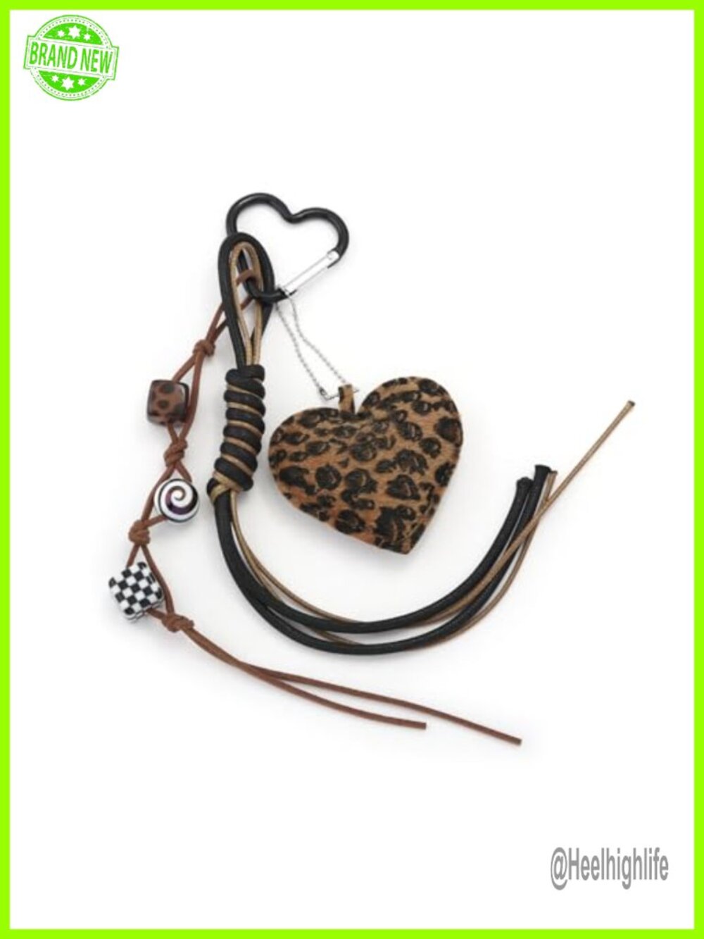 Leopard Print Bag Charm Y2K Braided Rope Keychain Faux Fur Purse Charm